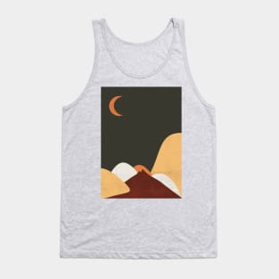 Sun & Moon Artwork With mountains. Boho art of moon at night and terracotta mountains. Tank Top